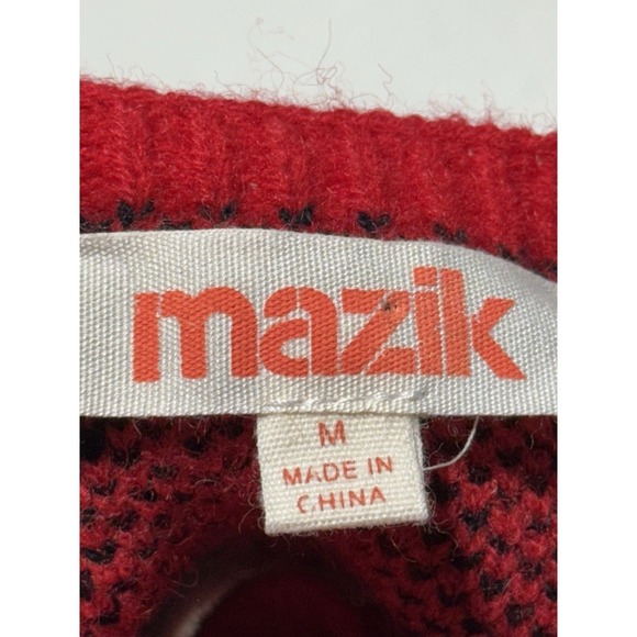 Mazik Womens Colorblock Leopard Print Knit Sweater Red White Grey MK8051 Size M - Picture 4 of 9